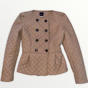 MISS SIXTY Tan Quilted Double Breasted Peplum Default Jacket